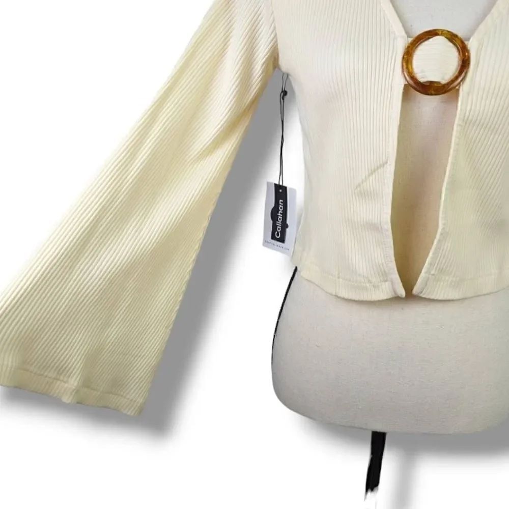 Callahan Knitwear Women's O-ring Front Vera Top Cream Small - Picture 9 of 13